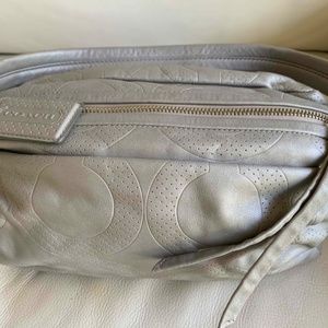 Coach Light Silver Grey Leather Satchel/Shoulder Bag